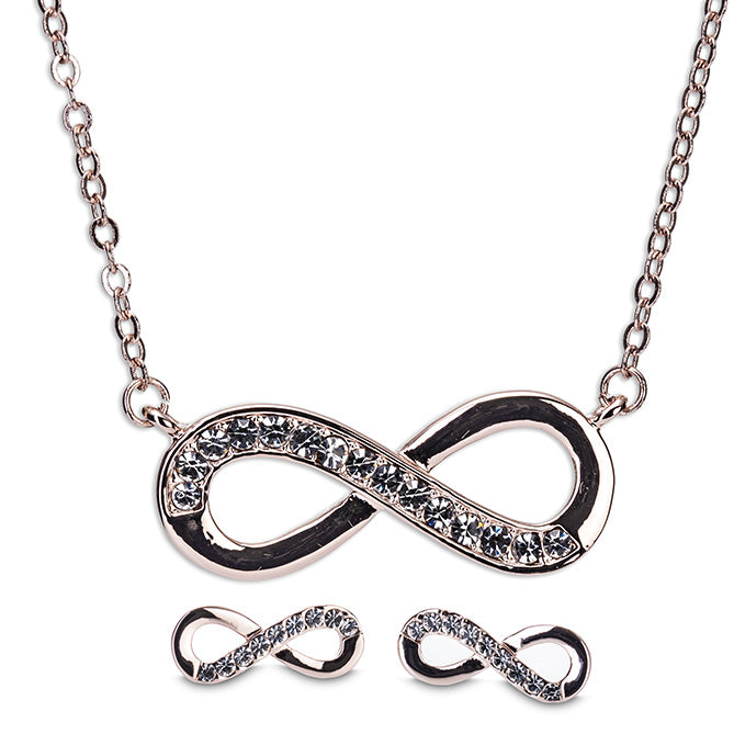 Rose Gold Infinity Necklace & Earring Gift Set