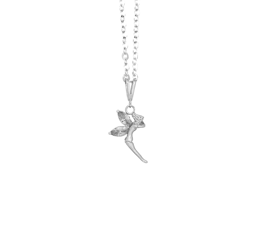Sterling Silver Cz Fairy Wing Pendant