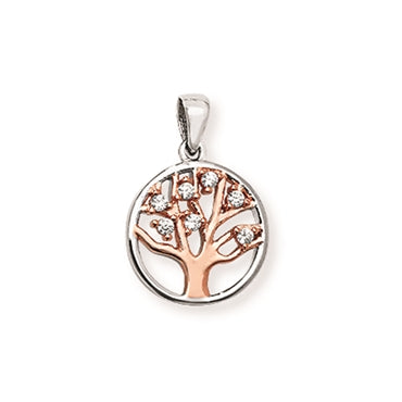 Sterling Silver Tree of Life With Cz Rose Gold