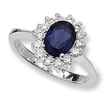 Sterling Silver Syn Sapphire Cz Ring