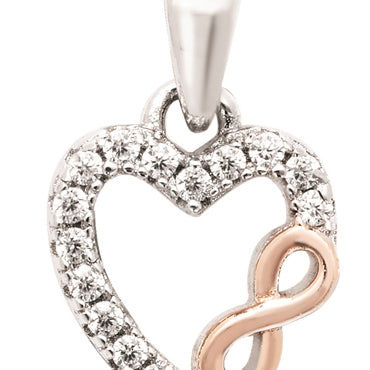 Sterling Silver Infinity Rose Gold Heart Pendant