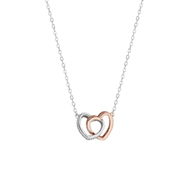 Sterling Silver & Rose Gold Double Heart Pendant