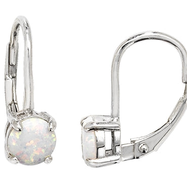 Sterling Silver Opal Hinged Earrings