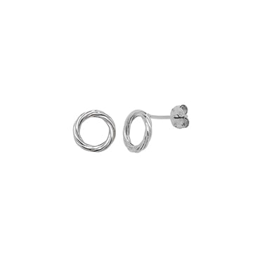 Sterling Silver Ribbed Style Circle Earring