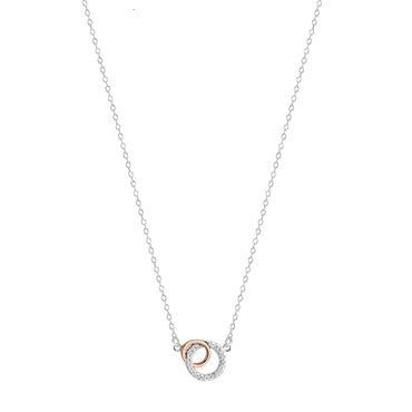 Sterling Silver Doube Circle With Rose Gold Pendant