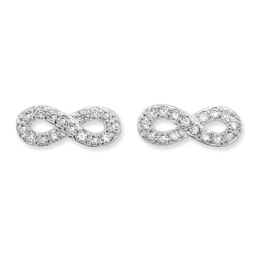 Sterling Silver Cz Infinity Earring