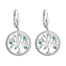 Load image into Gallery viewer, Sterling Silver Illusion Tree of Life Drop Earrings
