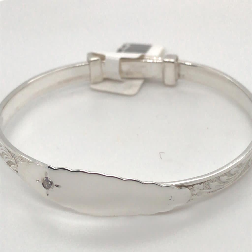 Sterling Silver Baby Bangle with clear cz
